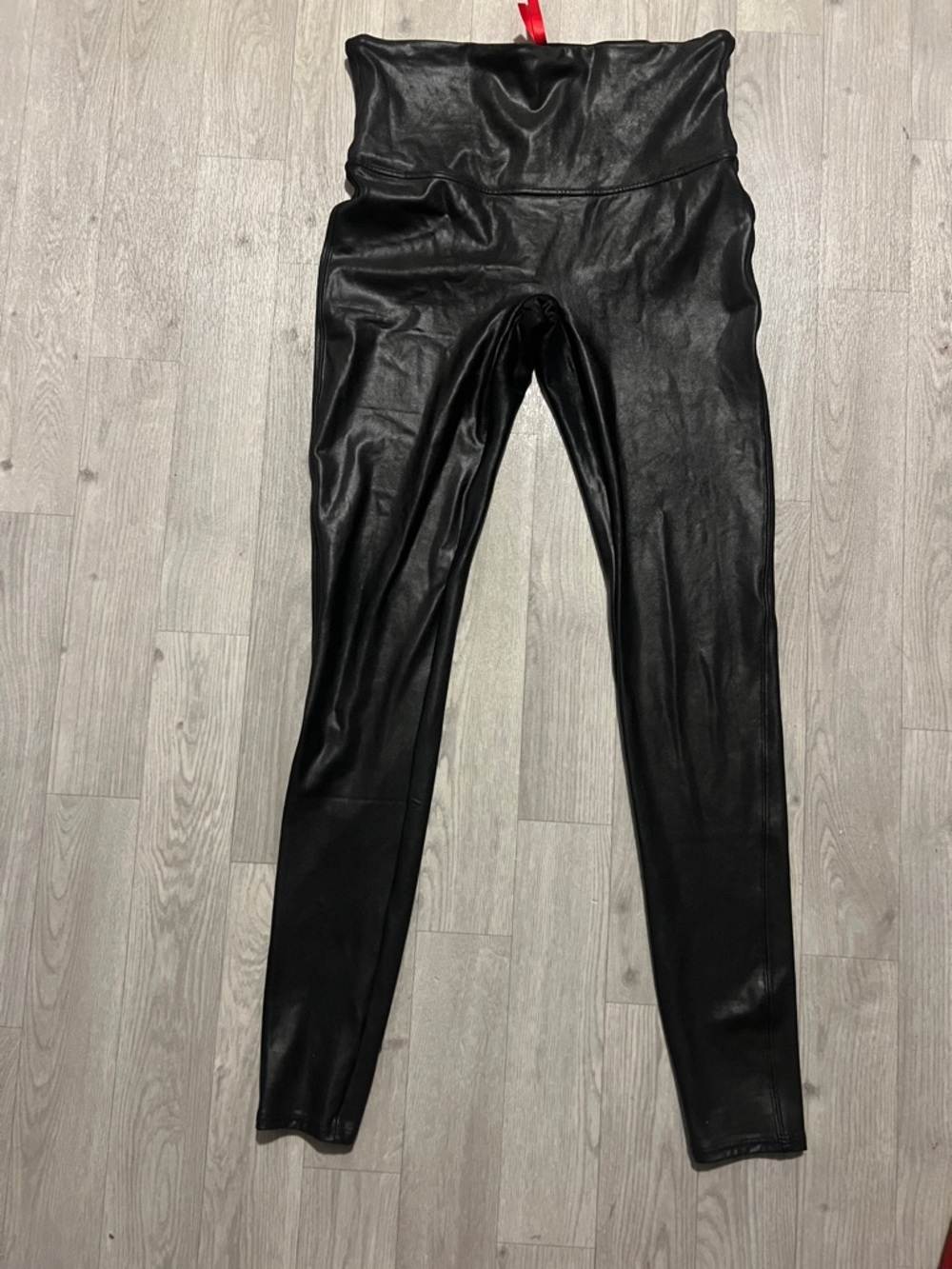 SPANX Black Faux Leather Leggings Size XL